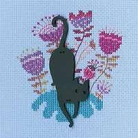 RTO Black Cat with Pink Flowers Cross Stitch Kit