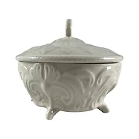 4" White Round Ceramic Jewelry Box Tabletop Décor by Ashland®