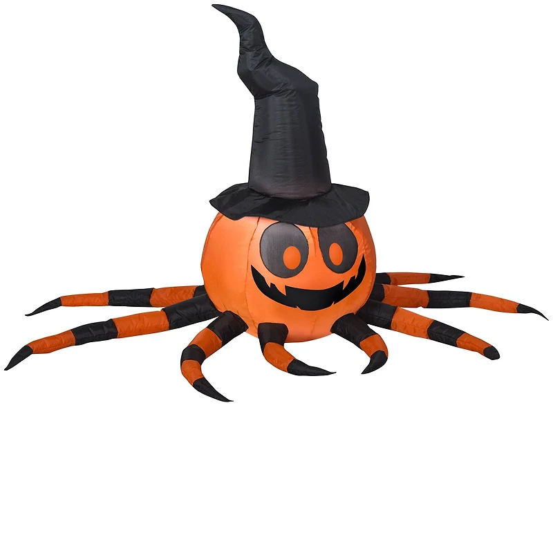 3ft. Airblown® Orange & Black Spider with Witch Hat