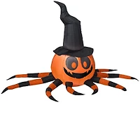 3ft. Airblown® Orange & Black Spider with Witch Hat
