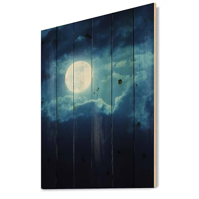 Designart - Full Moon In Cloudy Night Sky III