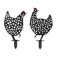 Punched Metal Chicken Garden Stake Set