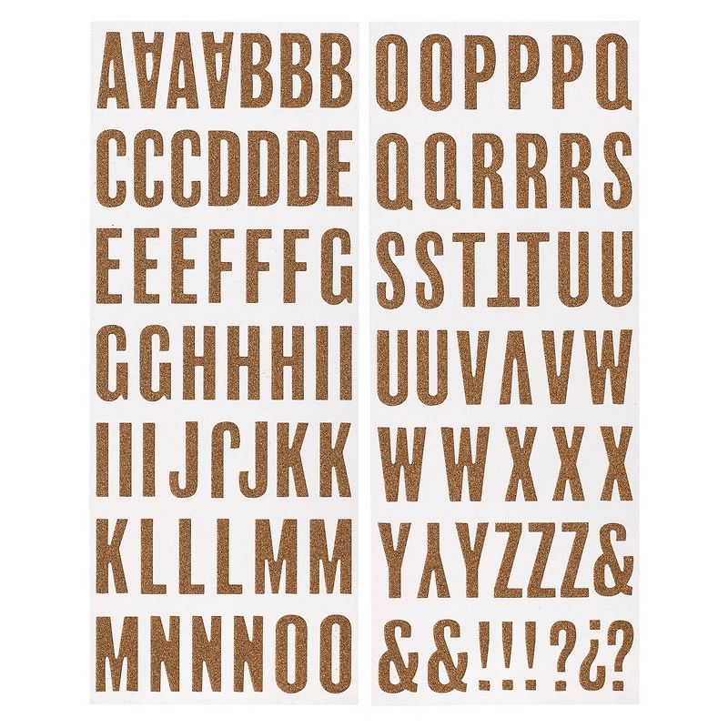 12 Packs: 99 ct. (1,188 total) Rose Gold Glitter Alphabet Chipboard Stickers by Recollections™