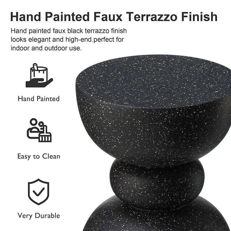 Glitzhome® 17.5" Multifunctional Faux Terrazzo Garden Stool