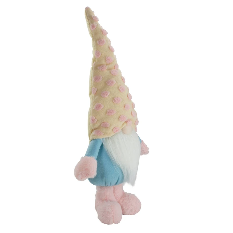 22" Blue & Pink Spring Plush Gnome with Polka Dot Hat Figure
