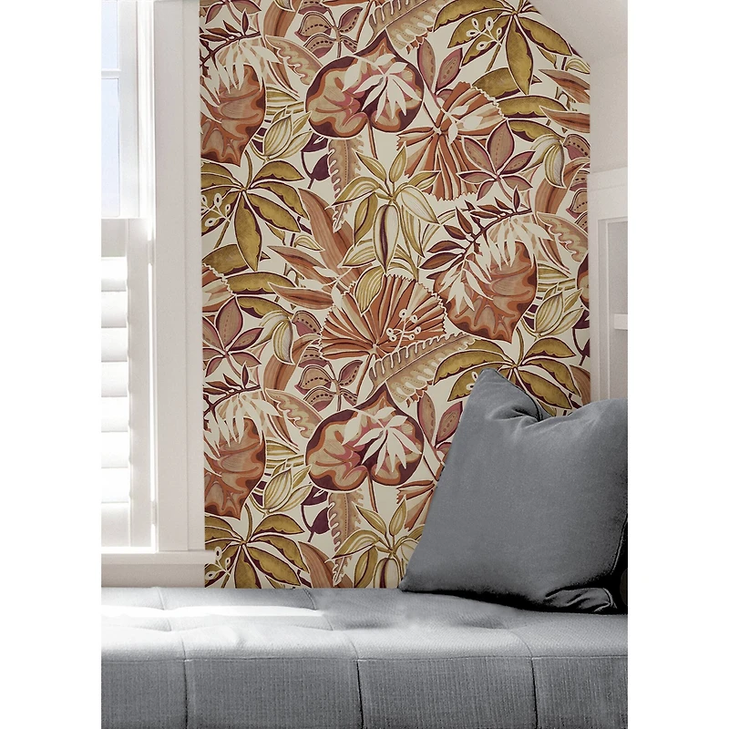 Caroline et Bettina Amber Feuilles Peel & Stick Wallpaper