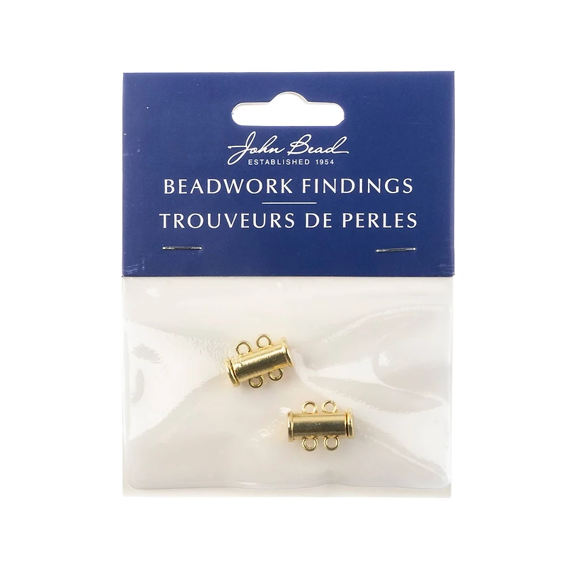 John Bead Beadwork Findings Gold Tube Slide Clasp