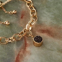 Round Black Dyed Quartz Charm by Bead Landing™