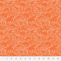 Fabric Editions Orange Dino Sketch Cotton Fabric