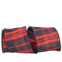 JAM Paper 4" x 10yd. Wired Dupioni Buffalo Plaid Ribbon