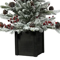 3ft. Unlit Flocked Stockhorn Fir Artificial Christmas Tree in Wooden Pot