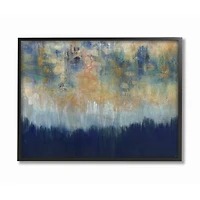 Stupell Industries Abstract Gold Blue Textured Surface Painting Black Framed Wall Art