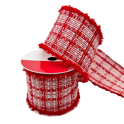 3.5" x 12ft. Red & White Knit Wired Ribbon by Celebrate It®