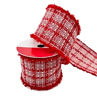 3.5" x 12ft. Red & White Knit Wired Ribbon by Celebrate It®