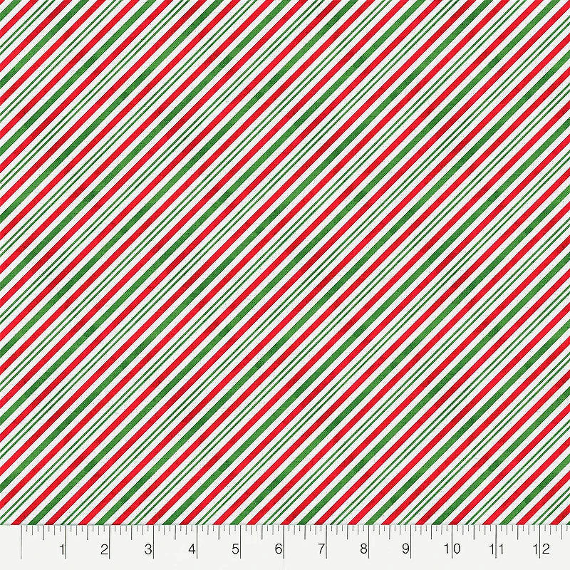 Fabric Editions Holiday Diagonal Stripe Cotton Fabric