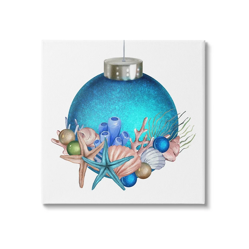 Stupell Industries Nautical Sea Life Holiday Ornament Canvas Wall Art