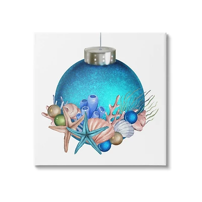 Stupell Industries Nautical Sea Life Holiday Ornament Canvas Wall Art