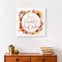 Love Laughter Leaf Piles Canvas Wall Art
