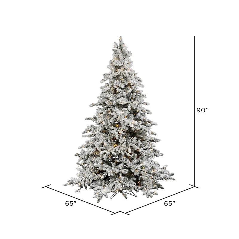 7.5ft. Pre-Lit Flocked Utica Fir Artificial Christmas Tree, Pure White LED Lights