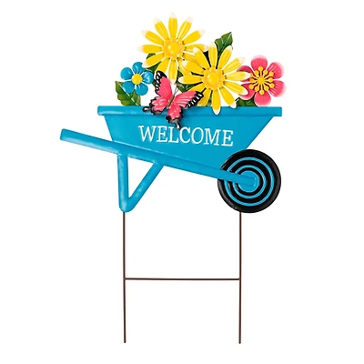 Glitzhome® 30" Metal Spring Garden Cart Stake or Wall Décor