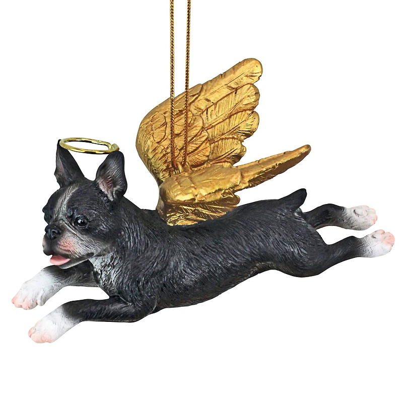 Design Toscano Honor the Pooch Boston Terrier Holiday Dog Angel Ornament