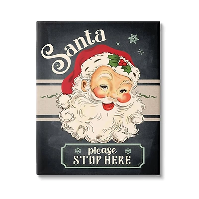 Stupell Industries Santa Please Stop Here Vintage Smiling Canvas Wall Art