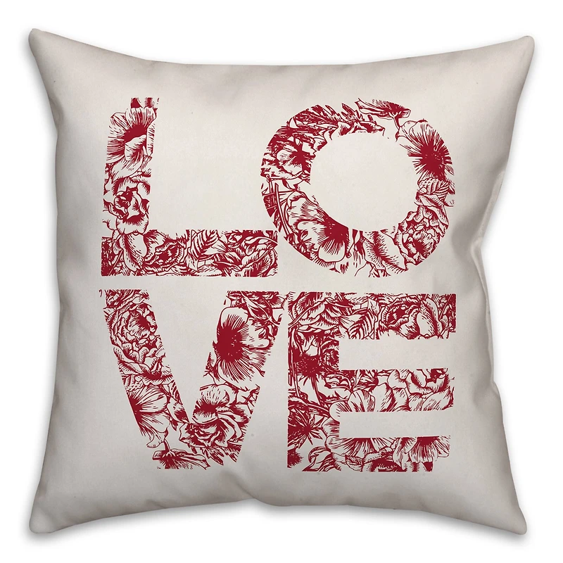 Love Floral Throw Pillow