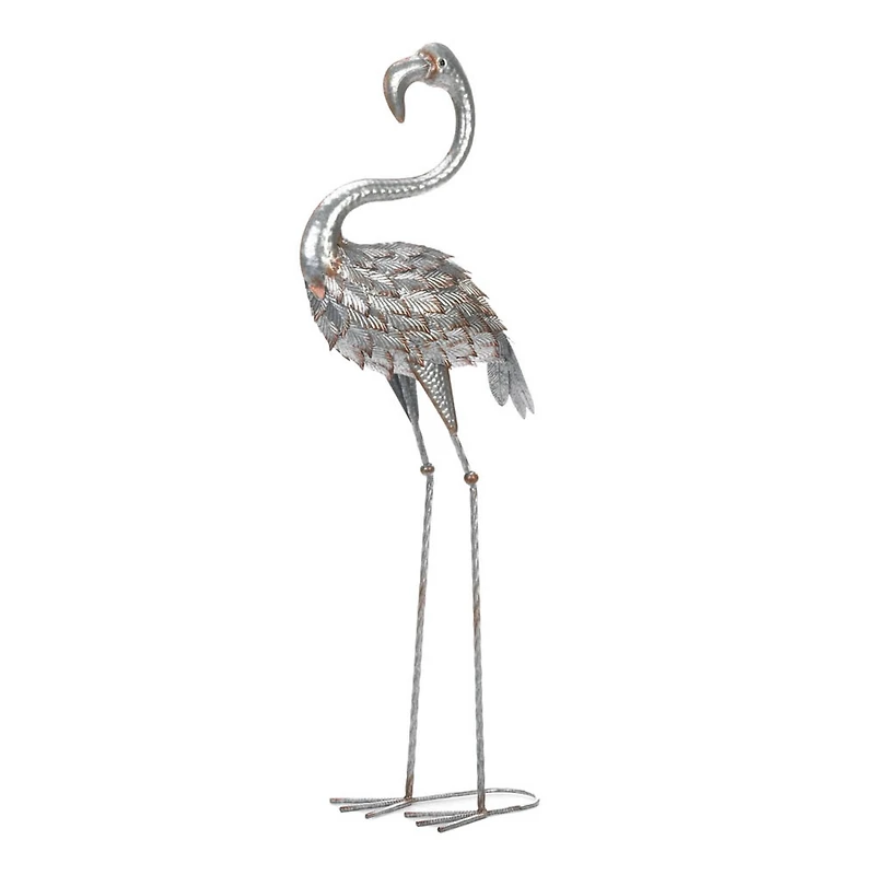 3ft. Standing Tall Galvanized Flamingo Statue