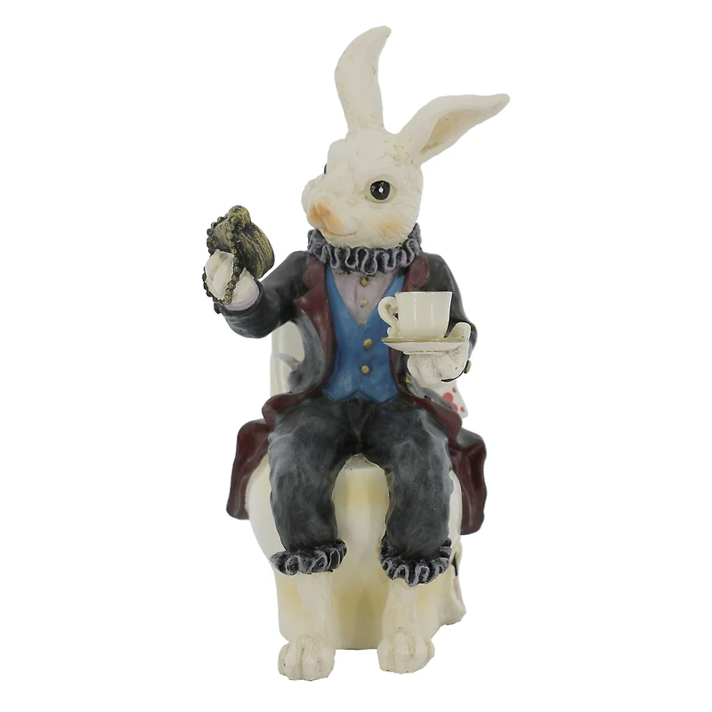7.25" White Rabbit on a Toilet Tabletop Décor by Ashland®