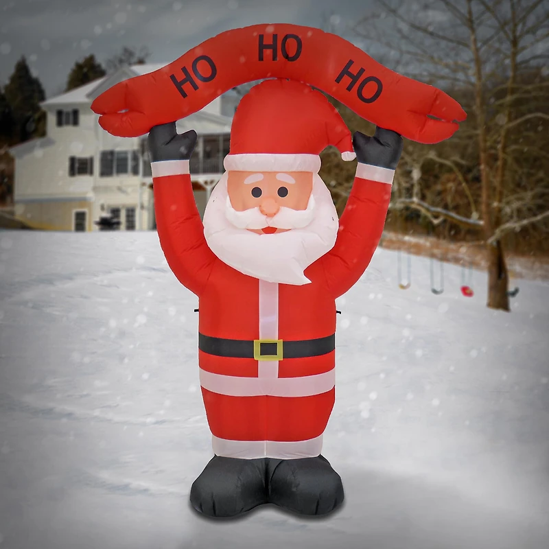 First Traditions™ 7ft. Red Inflatable Blow Up Santa with 3 Warm White UL LED Lights