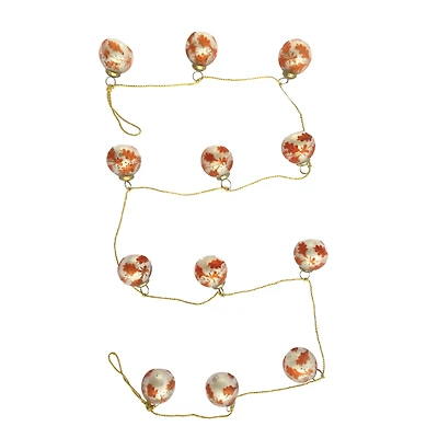 Hello Honey® 6ft. Silver & Coral Etched Mercury Glass Ball Ornament Garland with Gold Cord