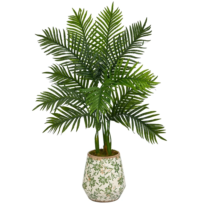 3.5ft. Areca Palm Tree in Floral Print Planter