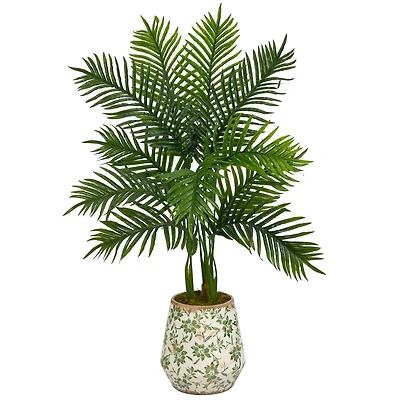 3.5ft. Areca Palm Tree in Floral Print Planter