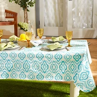 Blue Ikat Vinyl Tablecloth 60" x 102"