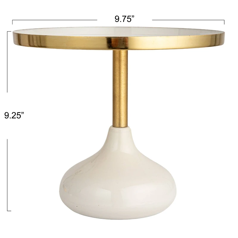 Hello Honey® 9.25" Cream Round Enameled Metal Pedestal