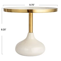 Hello Honey® 9.25" Cream Round Enameled Metal Pedestal