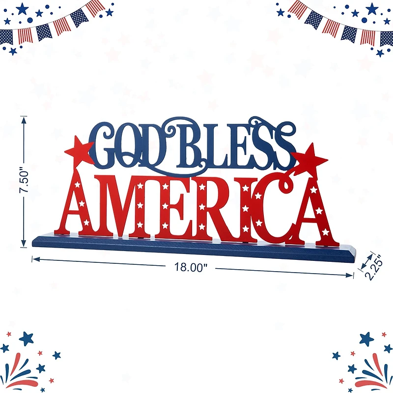 Glitzhome® 18" Wide God Bless America Tabletop Décor