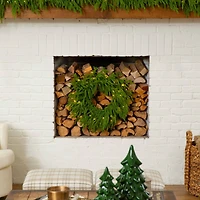 20in. Pre-Lit Artificial Real Touch Norfolk Island Pine Wreath with 35 Warm White LED Lights and Natural Look