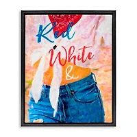 Stupell Industries Red White & Blue Patriotic American Celebration Floater Framed Art