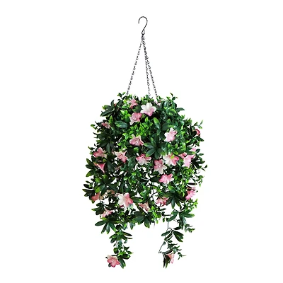 34in. UV Resistant Artificial Azalea Hanging Basket (Indoor/Outdoor)