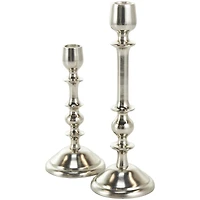 Silver Metal Candle Holder Set
