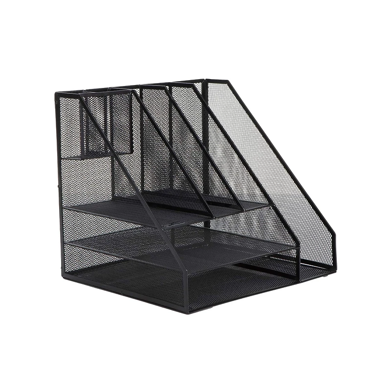 Mind Reader Black 8 Compartment Desktop Document Letter Tray