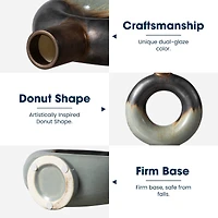 Glitzhome® Circle Hollow Two-Tone Ceramic Modern Vase Set