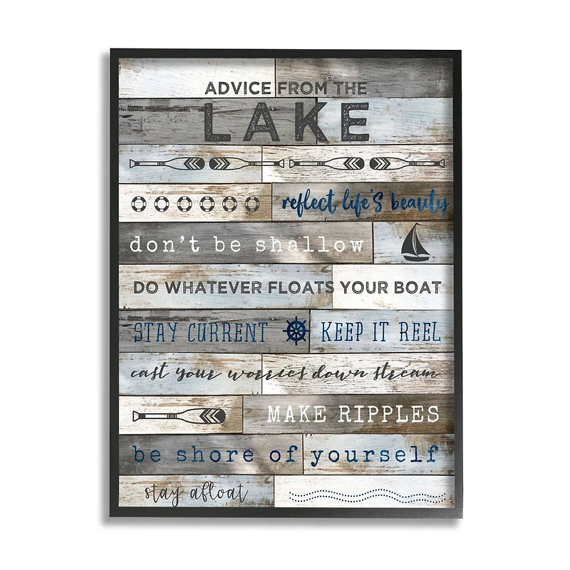 Stupell Industries Advice From the Lake List Rustic Plank Pattern Framed Wall Art