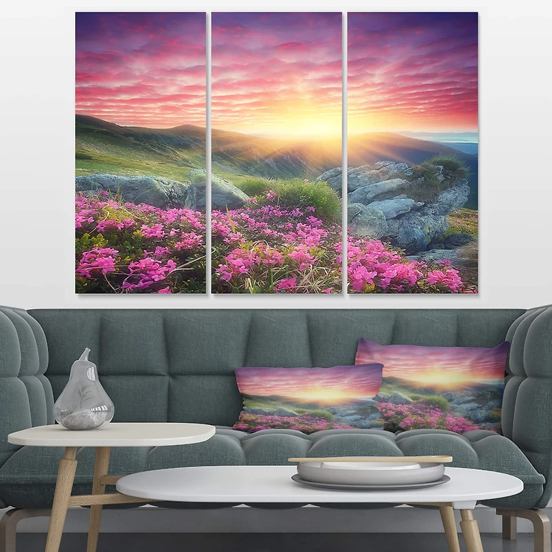 Designart - Morning with Flowers in Mountains
