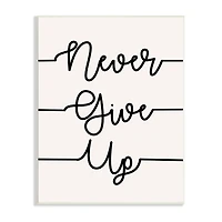 Stupell Industries Never Give Up Phrase Abstract Line Typography Wall Plaque