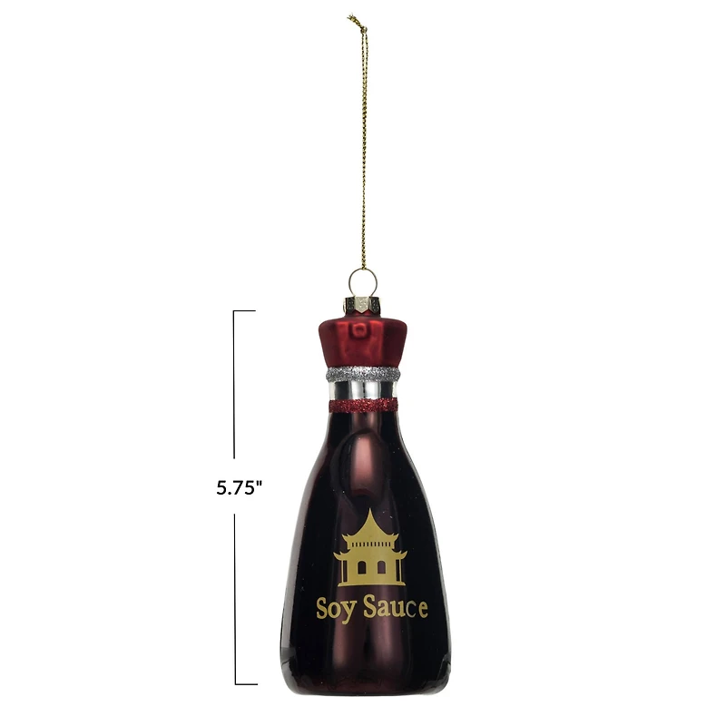 Hello Honey® 5.75" Hand-Painted Glass Soy Sauce Bottle Ornament with Glitter