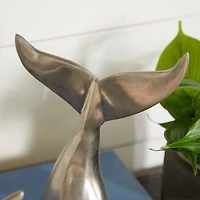 Silver Aluminum Coastal Whale Fluke Sculpture Set
