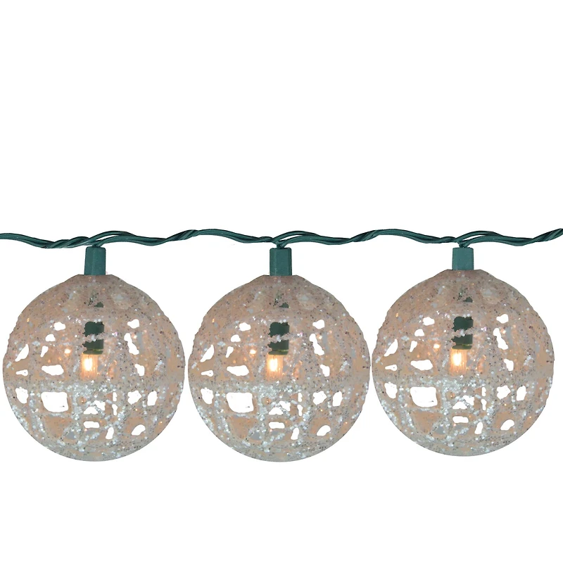 10ct. Miniature Sparkly White Ball Party String Lights