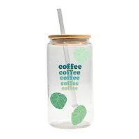 16oz. Monstera Leaf Coffee Glass Can Cup